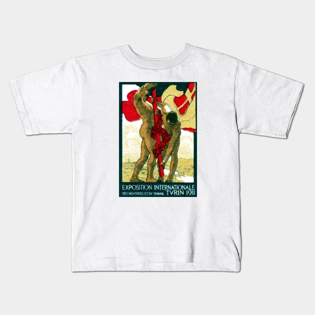 1911 Turin Italy Exposition Kids T-Shirt by historicimage